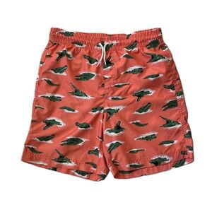 Boys Coral Swim Shorts with Alligator Print